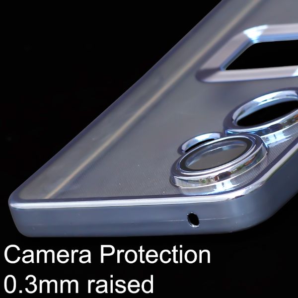 Blue 6D Chrome Logo Cut Transparent Case for Oneplus Nord CE 3 Lite