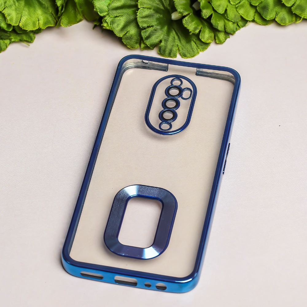 Blue 6D Chrome Logo Cut Transparent Case for Oppo Reno 2F
