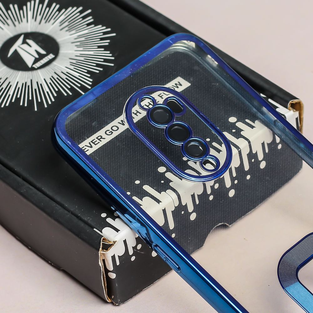 Blue 6D Chrome Logo Cut Transparent Case for Oppo Reno 2F