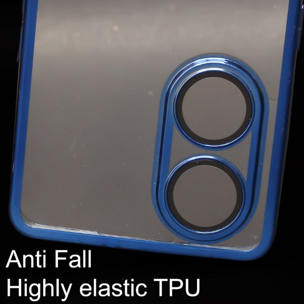 Blue 6D Chrome Logo Cut Transparent Case for Oppo Reno 8T