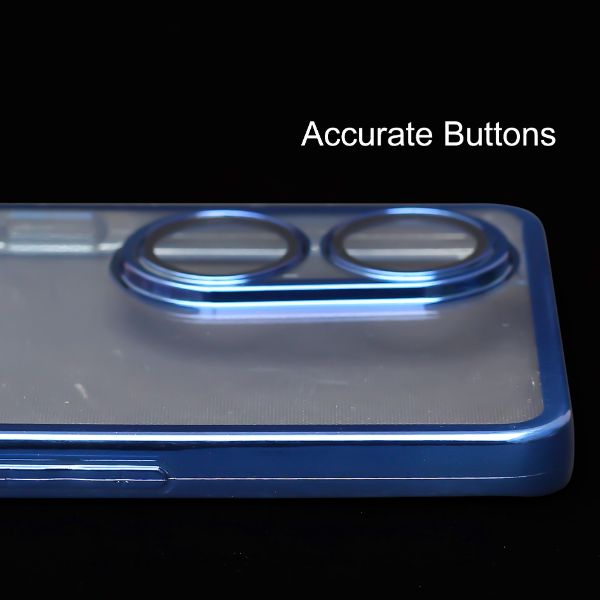 Blue 6D Chrome Logo Cut Transparent Case for Oppo Reno 8T