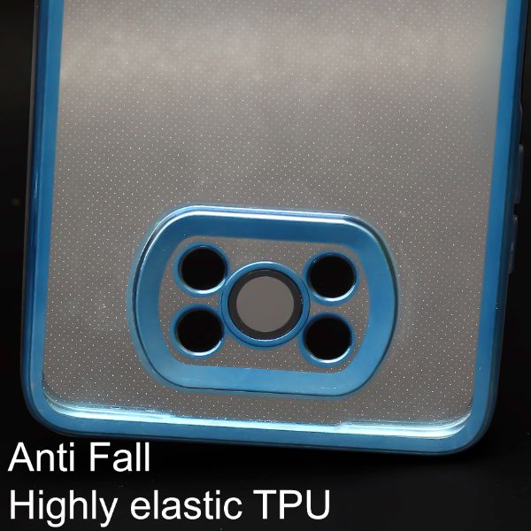 Blue 6D Chrome Logo Cut Transparent Case for Poco X3