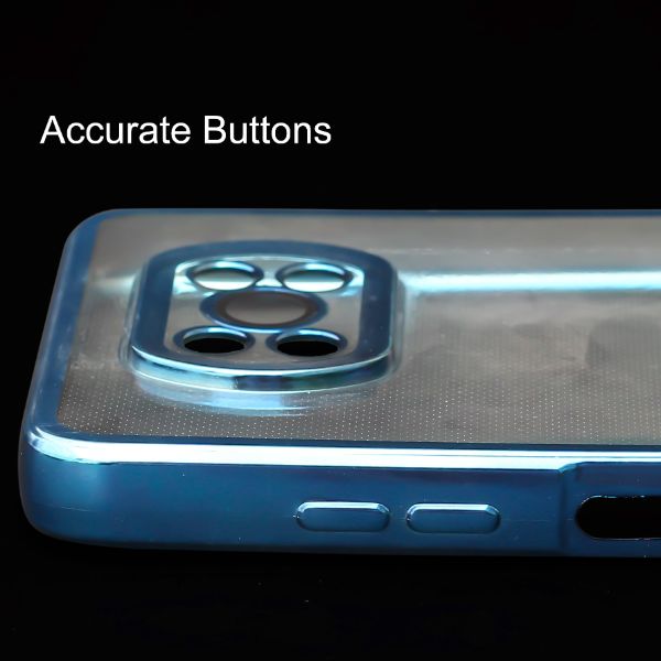 Blue 6D Chrome Logo Cut Transparent Case for Poco X3