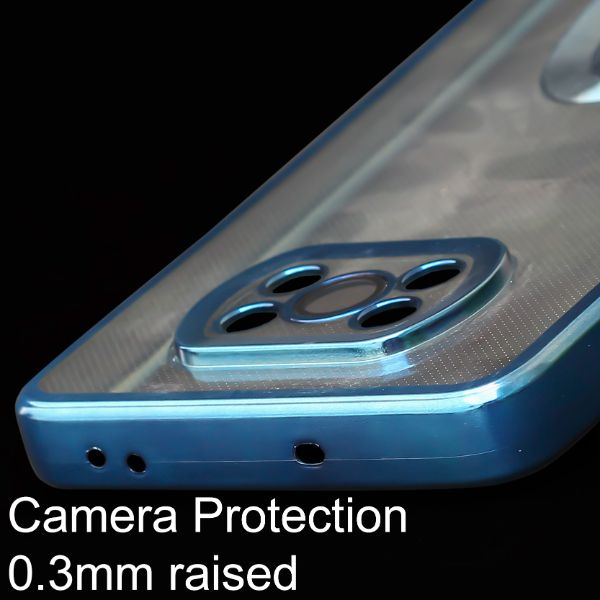 Blue 6D Chrome Logo Cut Transparent Case for Poco X3 Pro