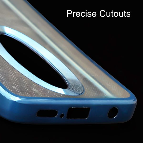 Blue 6D Chrome Logo Cut Transparent Case for Poco X3 Pro