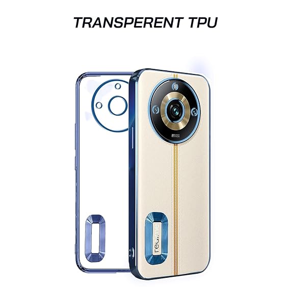 Blue 6D Chrome Logo Cut Transparent Case for Realme 11 Pro Plus