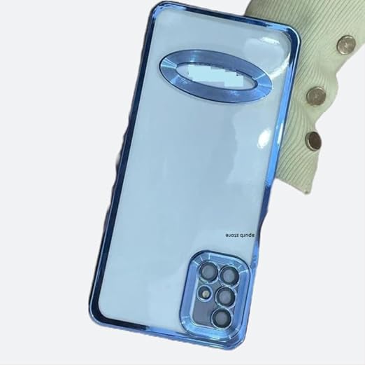 Blue 6D Chrome Logo Cut Transparent Case for Samsung A51