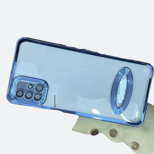 Blue 6D Chrome Logo Cut Transparent Case for Samsung A51