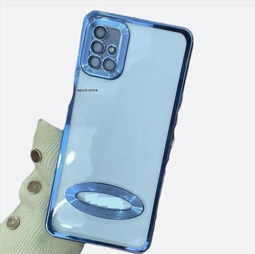 Blue 6D Chrome Logo Cut Transparent Case for Samsung A51