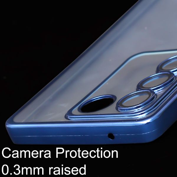 Blue 6D Chrome Logo Cut Transparent Case for Vivo V27 5G
