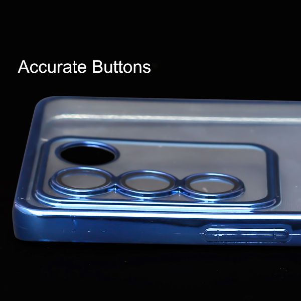 Blue 6D Chrome Logo Cut Transparent Case for Vivo V27 5G