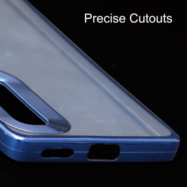 Blue 6D Chrome Logo Cut Transparent Case for Vivo V27 5G