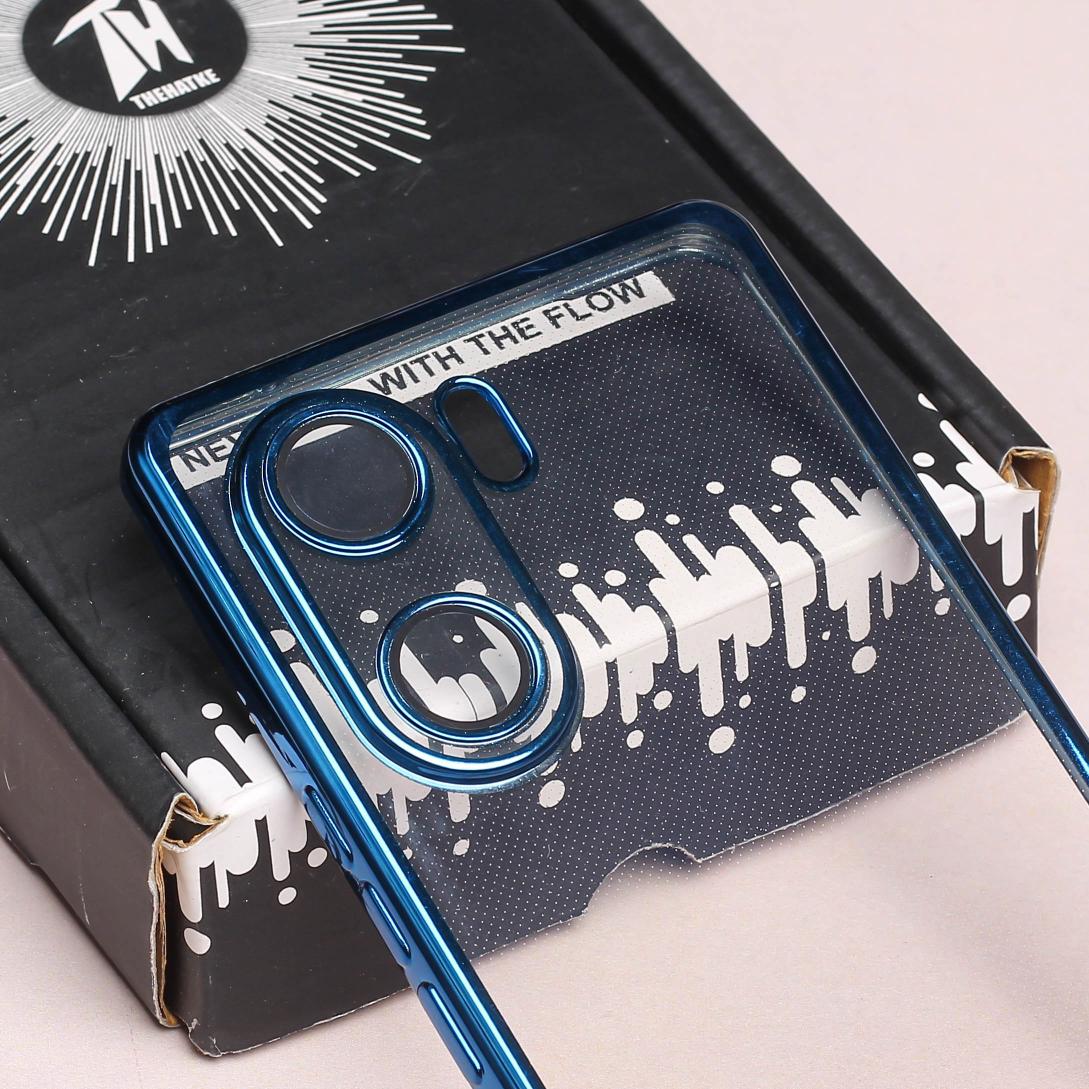 Blue 6D Chrome Logo Cut Transparent Case for Vivo V29E