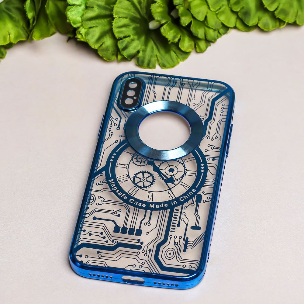 Purple 6D Watch Chrome Logo Cut Transparent Case for Apple iphone X/Xs