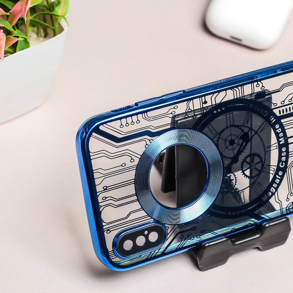 Purple 6D Watch Chrome Logo Cut Transparent Case for Apple iphone X/Xs