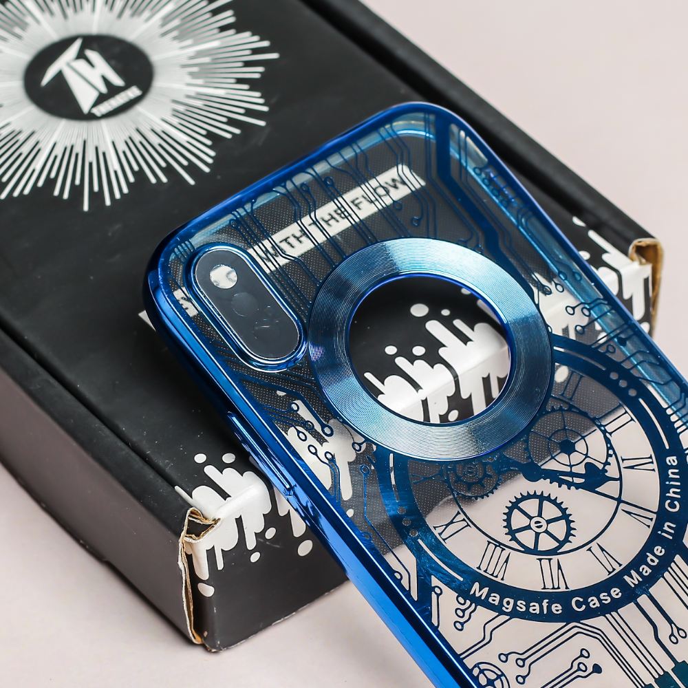 Purple 6D Watch Chrome Logo Cut Transparent Case for Apple iphone X/Xs