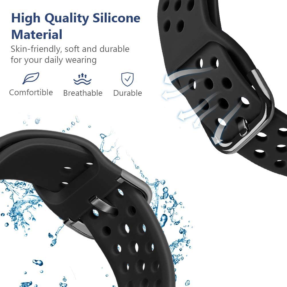 Blue Black Dotted Silicone Strap For Smart Watch 22mm