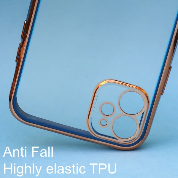 Blue Electroplated Transparent Case for Apple iphone 12 Pro