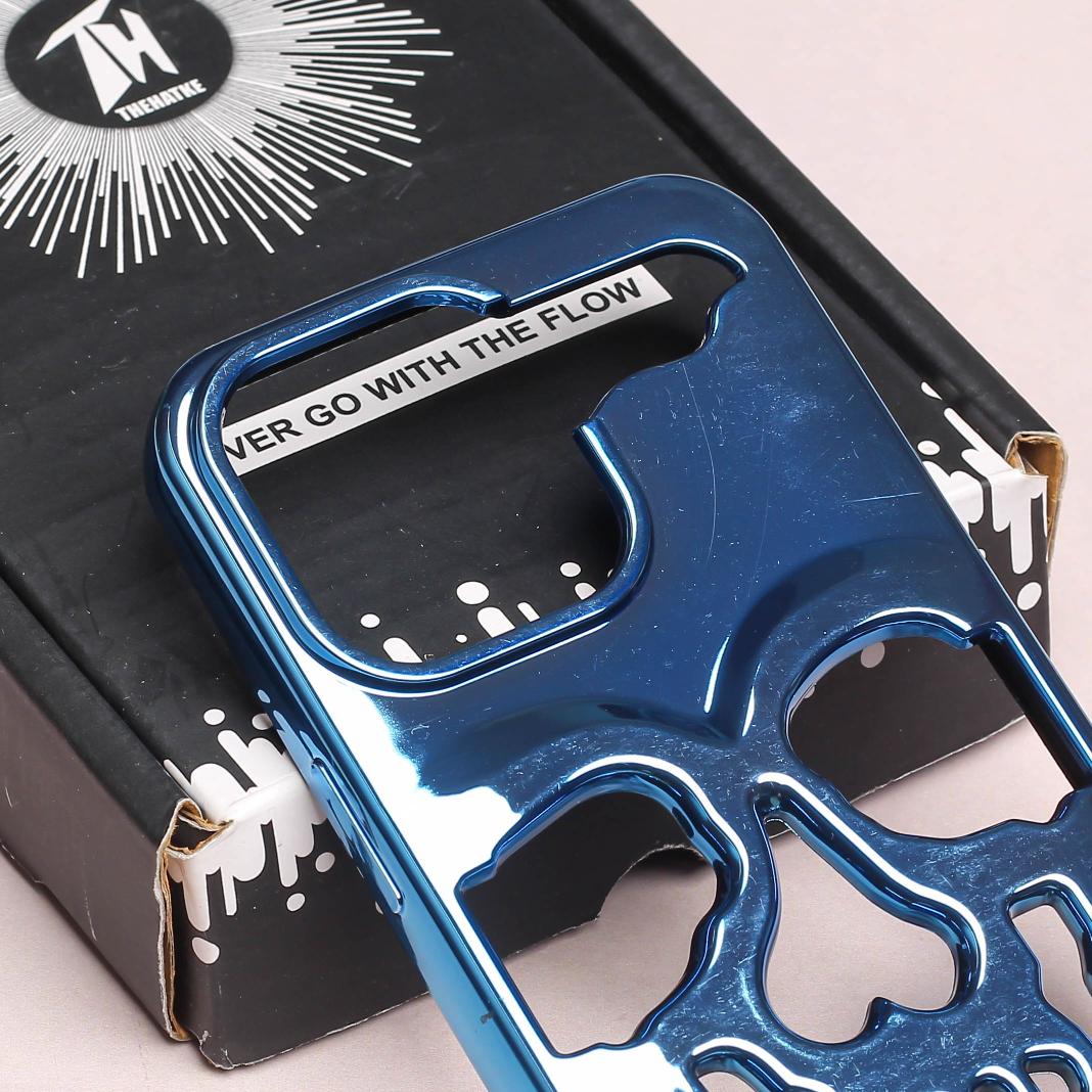 Blue Hollow Skull Design Silicone case for Apple iphone 12 Pro