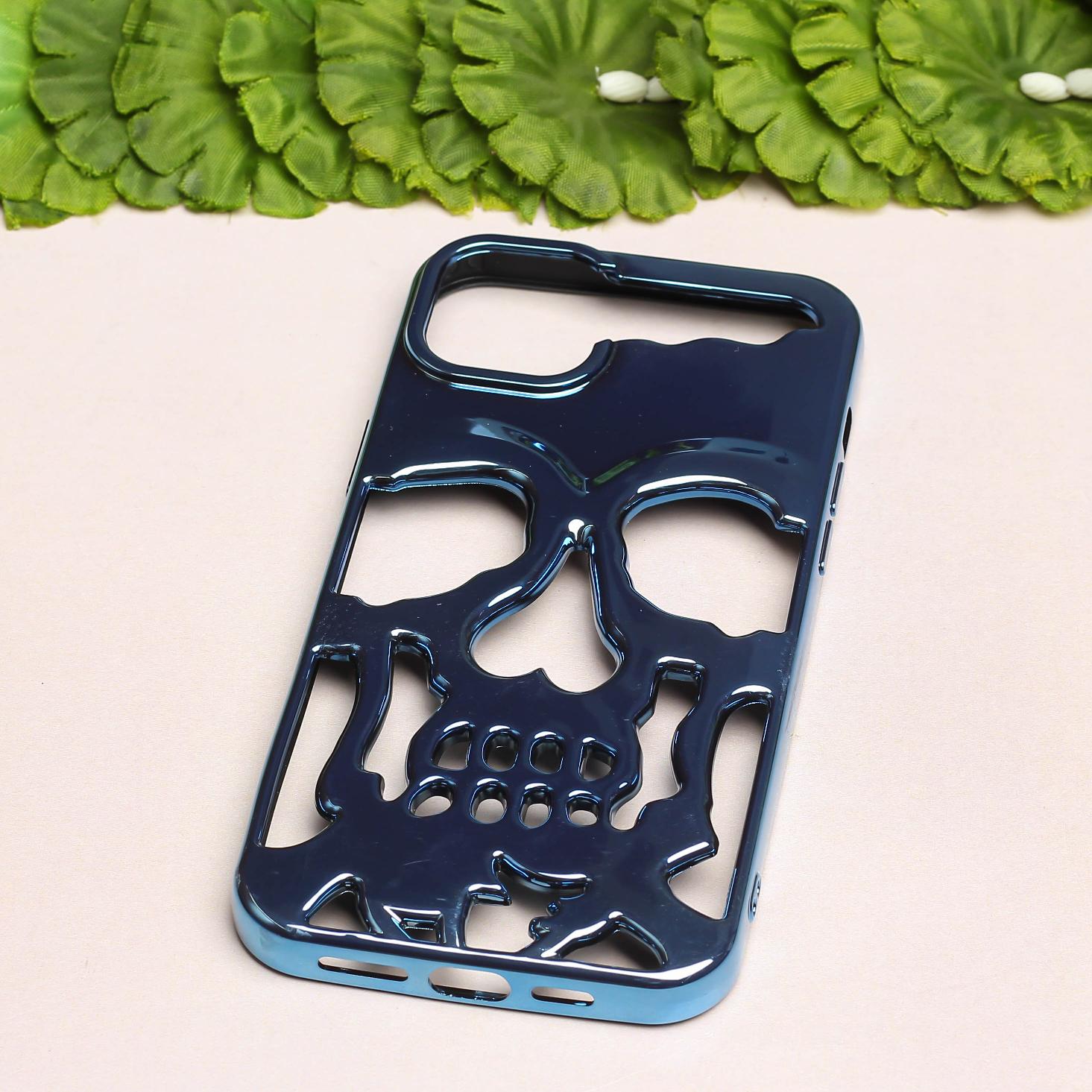 Blue Hollow Skull Design Silicone case for Apple iphone 14 Plus