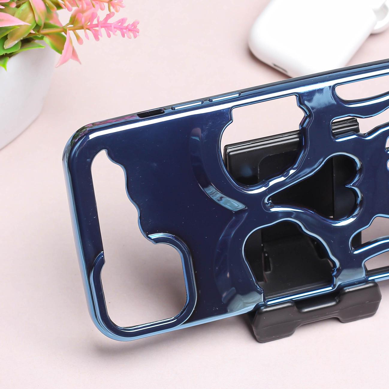Blue Hollow Skull Design Silicone case for Apple iphone 15 Plus