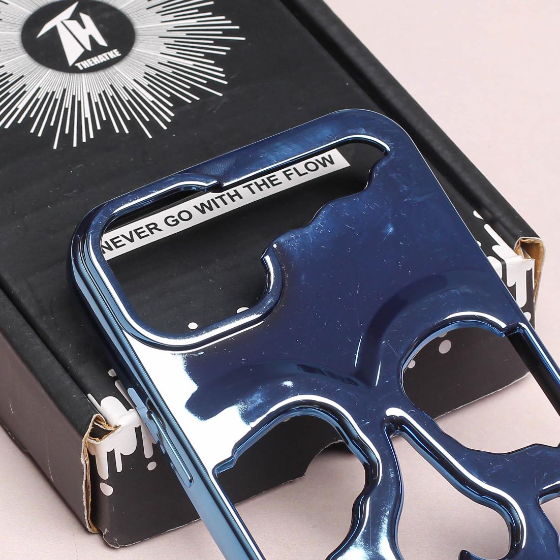 Blue Hollow Skull Design Silicone case for Apple iphone 15 Plus