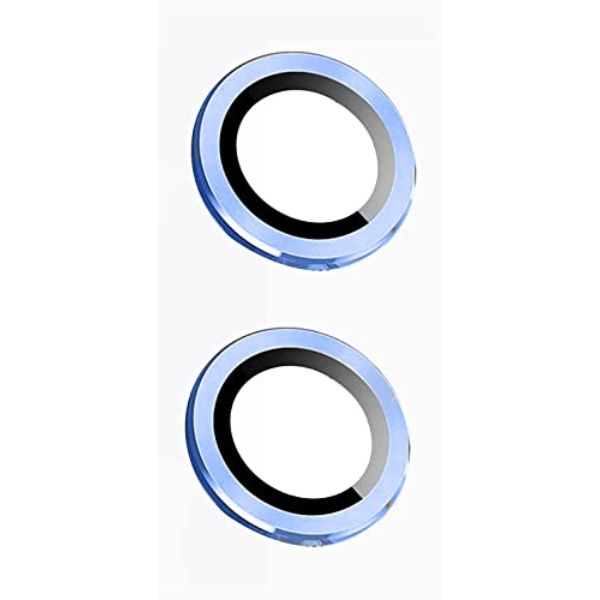 Blue Metallic camera ring lens guard for Apple iphone 15