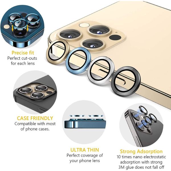 Blue Metallic camera ring lens guard for Apple iphone 15 Pro