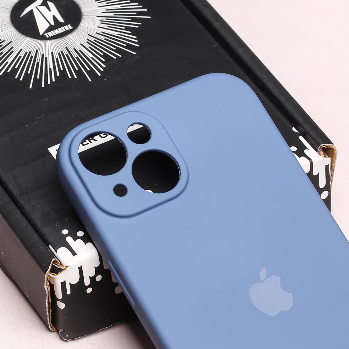 Blue Original Camera Safe Silicone case for Apple iphone 13