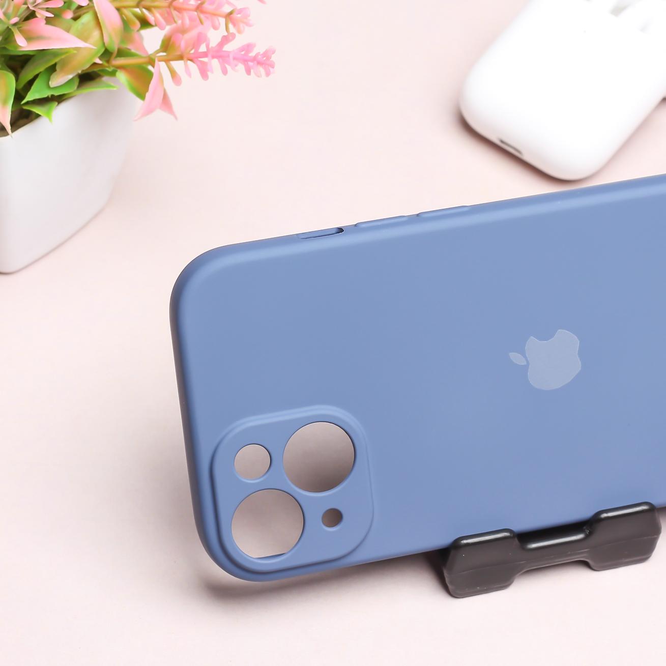Blue Original Camera Safe Silicone case for Apple iphone 14 Plus