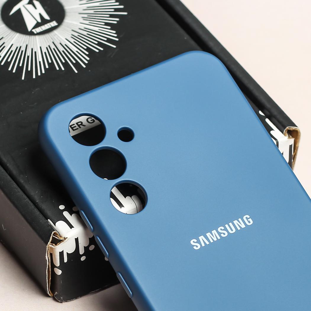 Blue Original Camera Safe Silicone case for Samsung S25 Plus