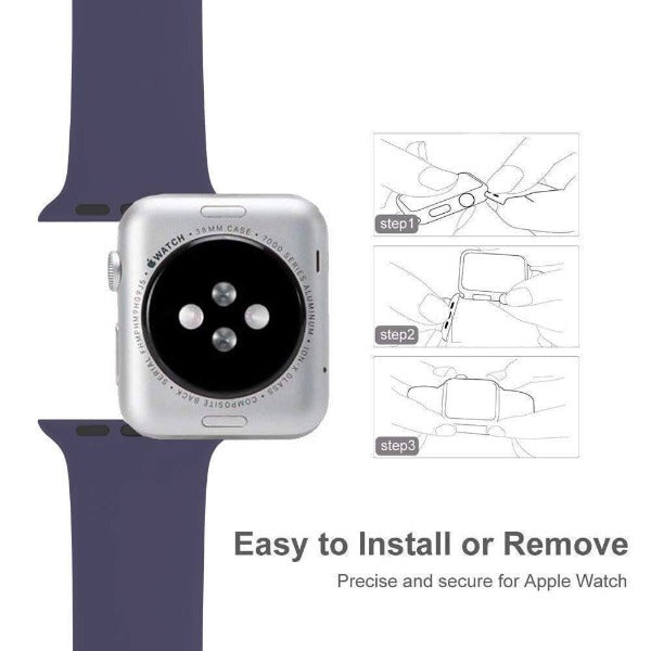 Blue Plain Silicone Strap For Apple Watch Series 5 (38mm/40mm/41mm)