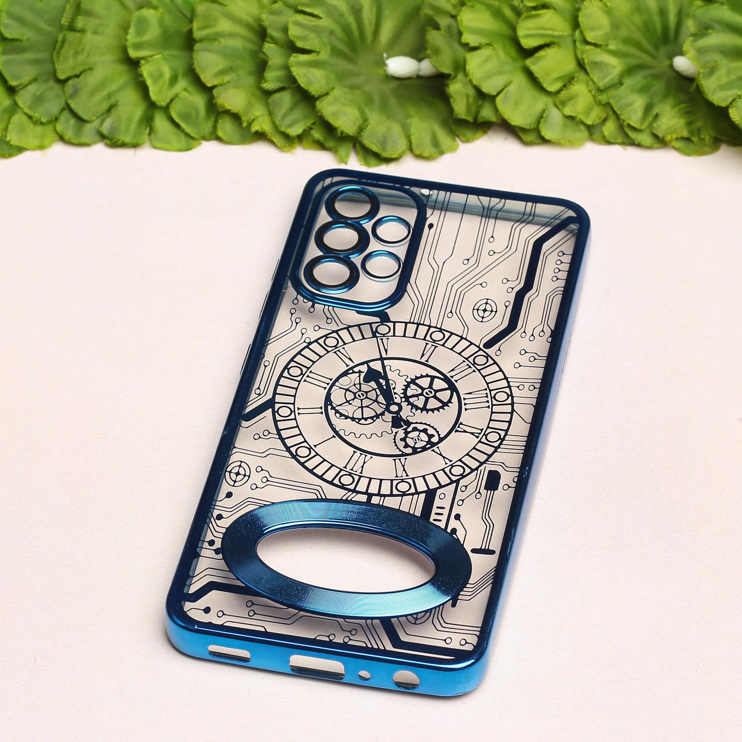 Blue Watch Machine Logo Cut Transparent Case for Samsung A32 4g