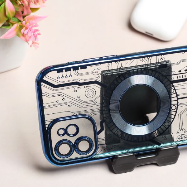 Blue Watch Mashine Logo Cut Transparent Case for Apple iphone 11