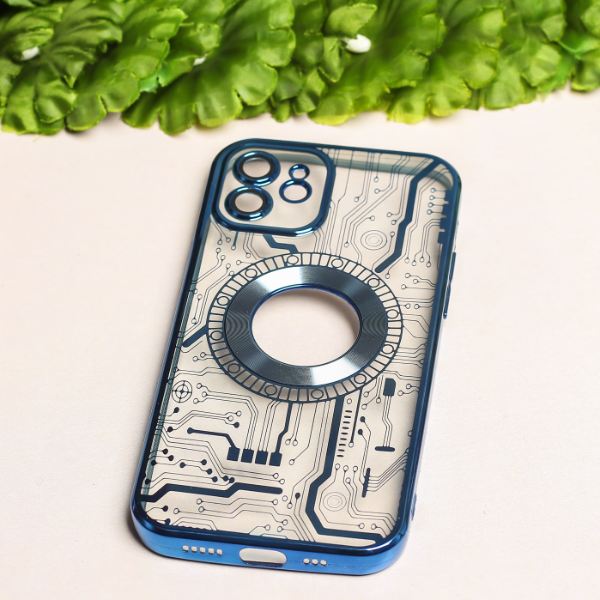 Blue Watch Mashine Logo Cut Transparent Case for Apple iphone 11