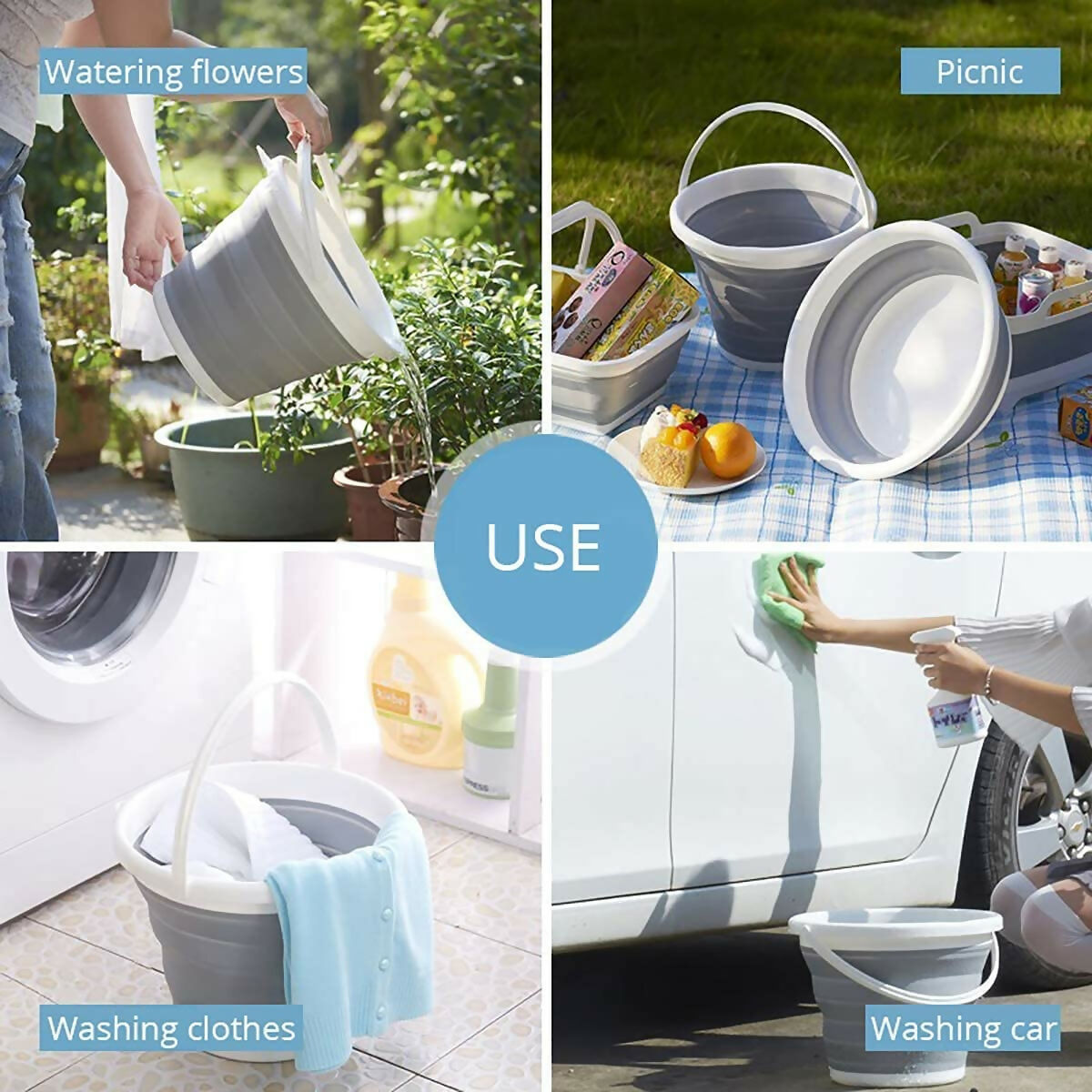 10 Litre Folding Water Bucket with Handle Portable & Foldable
