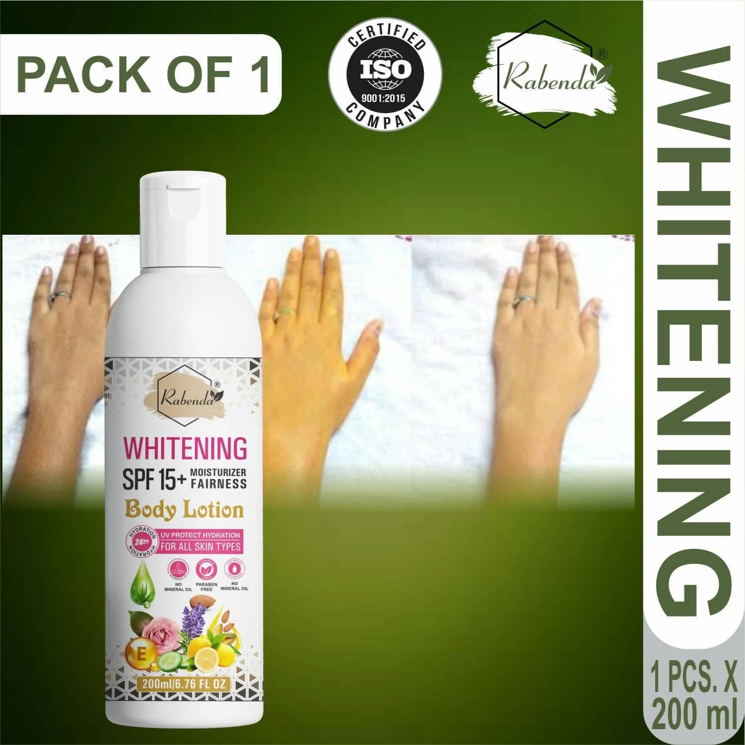 Rabenda Whitening body lotionon SPF15+ Skin Lighten & brightening cream (Pack of 2 - 200 ml)