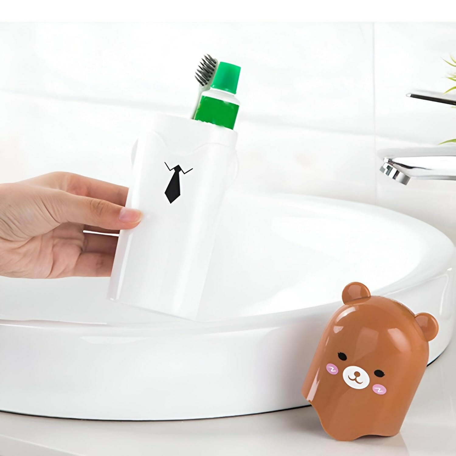 Portable Cartoon Toothbrush Holder for Cute Travel & Camping Storage Case for Bathroom Use