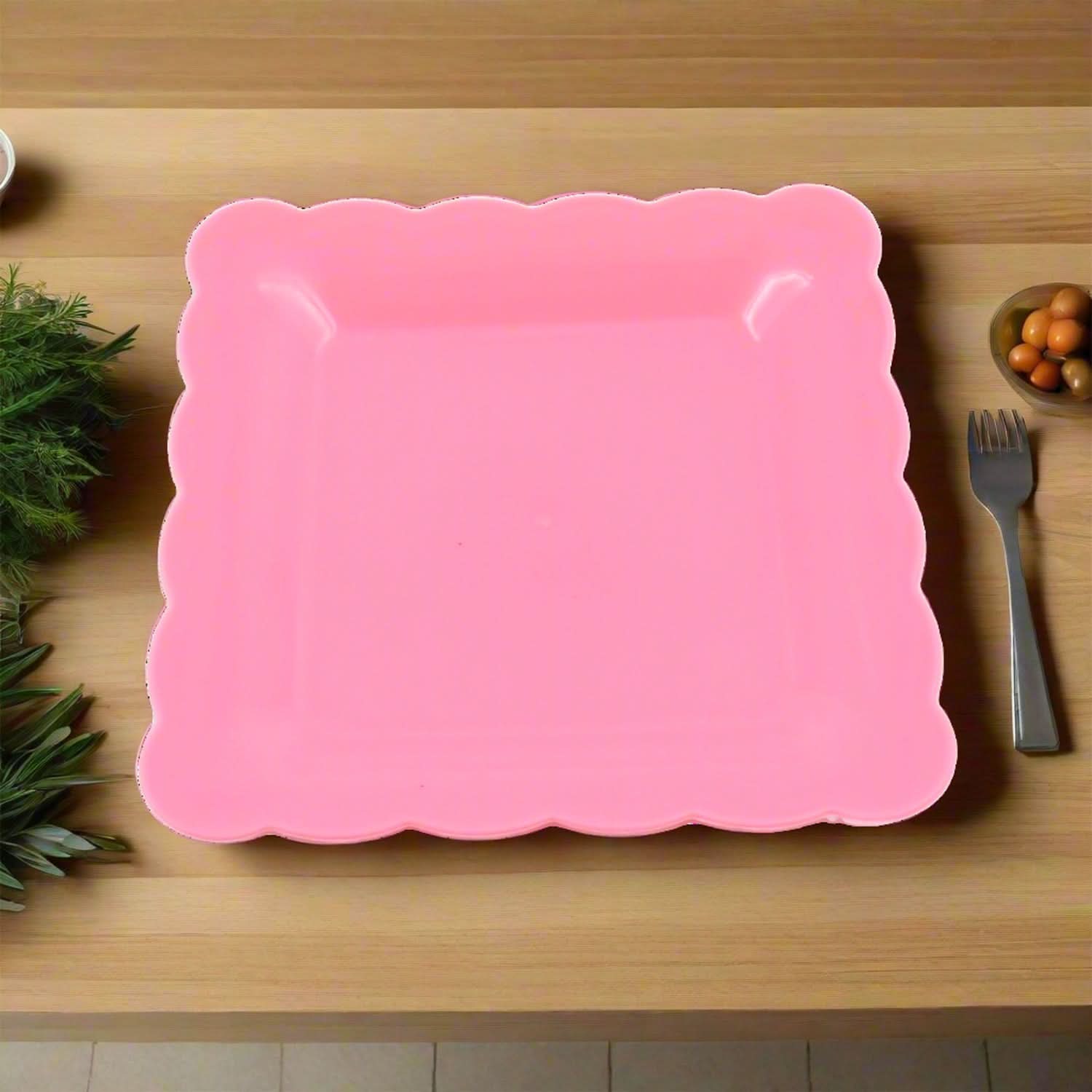Square Plastic Dinner Plate Set (8 Pcs) Serving Trays for Home