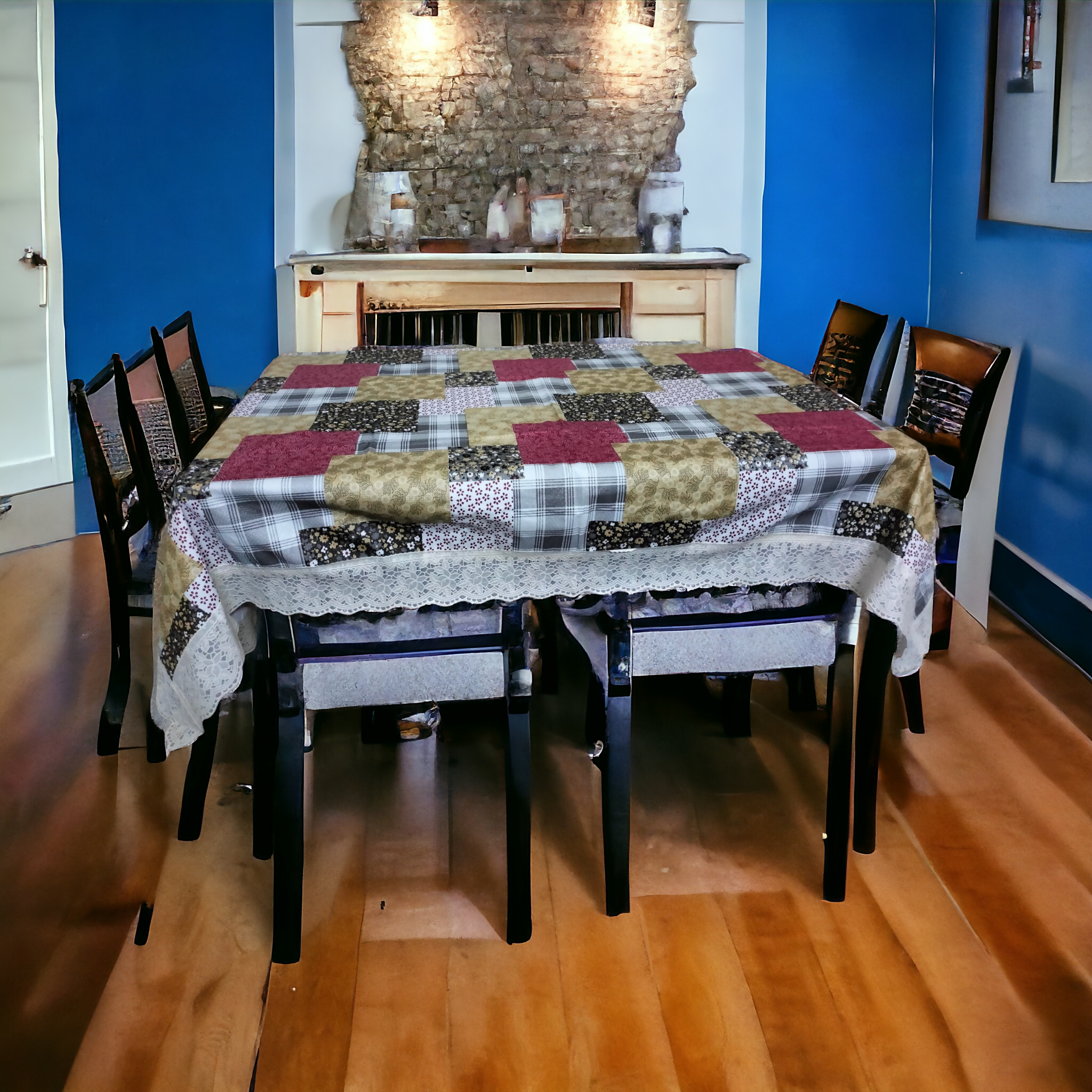 Mopak Decor Table Cover 3D Medium Size 2 to 4 Seater (40*60,Red) & ( 60*90,Red )Classic Table Cover Printed Table Cover with Lace Centre Table Cover Rectangular Table Cover Dining table cover