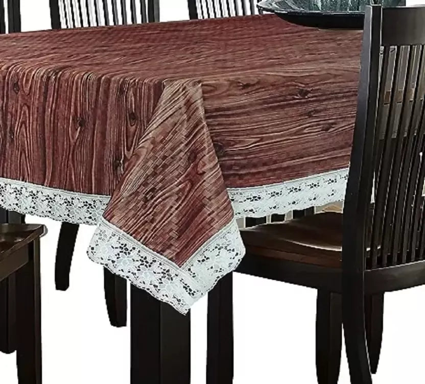 Mopak Decor Table Cloth – 3D Print with Elegant Lace (Dark Brown)