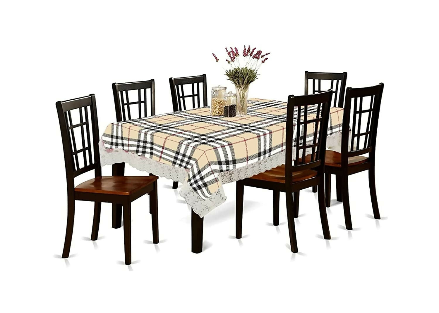 Cream and Black Table Covers in Premium Polyester Fabric for Medium and Large Tables