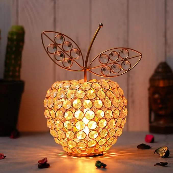 Apple Shape Crystal Brass Tealight Candle