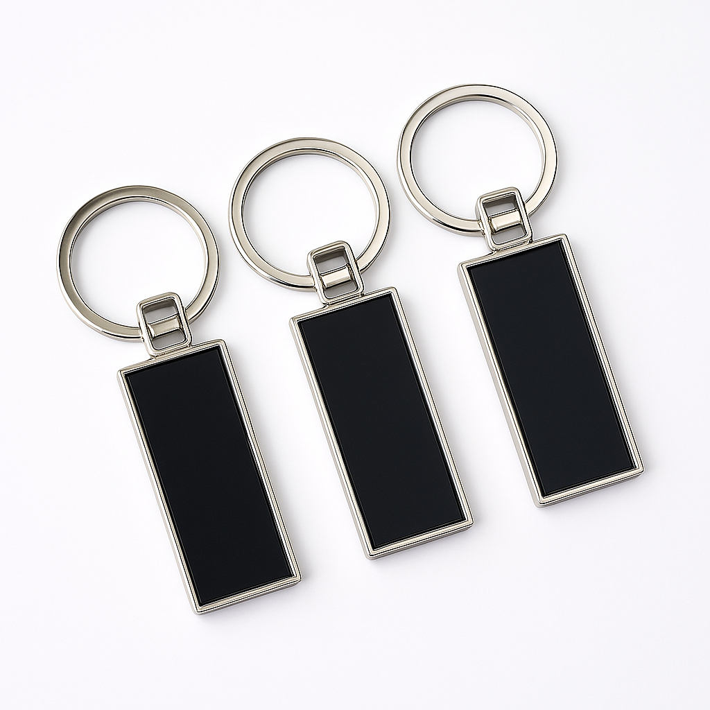 Customizable Rectangular Metal Keychain