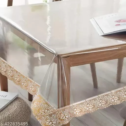 Mopak Decor Radiant Golden Lace White Table Cover – Small & Large (40x60 & 60x90) Inches