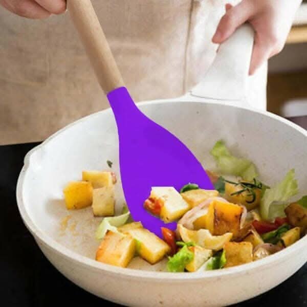 P-Plus International Silicone Cooking Spoon – BPA Free, Heat-Resistant, Non-Stick (Purple)