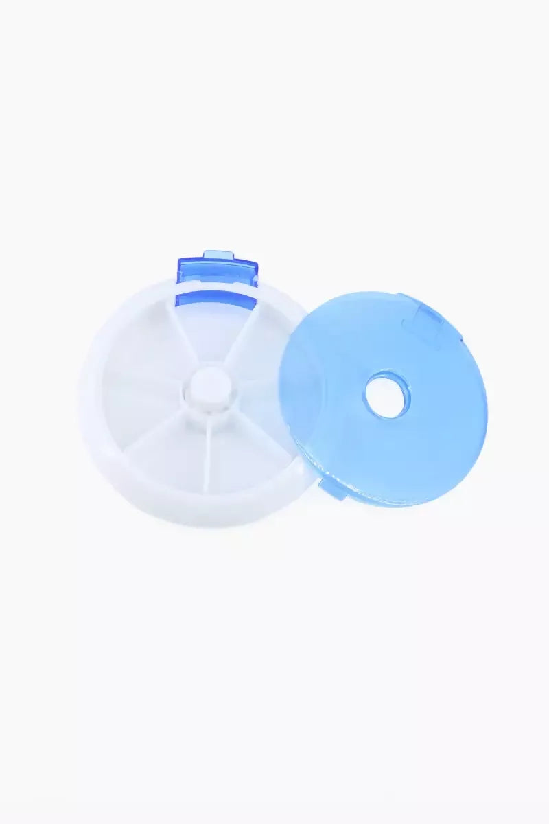 Plastic Mini Pill Storage Box - 8cm (Blue & White)