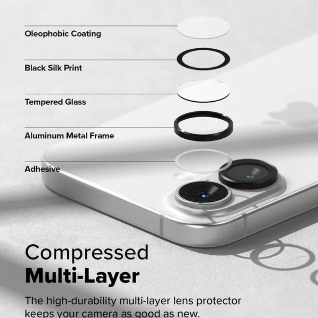 Black Metallic camera ring lens guard for Apple iphone 16 Plus