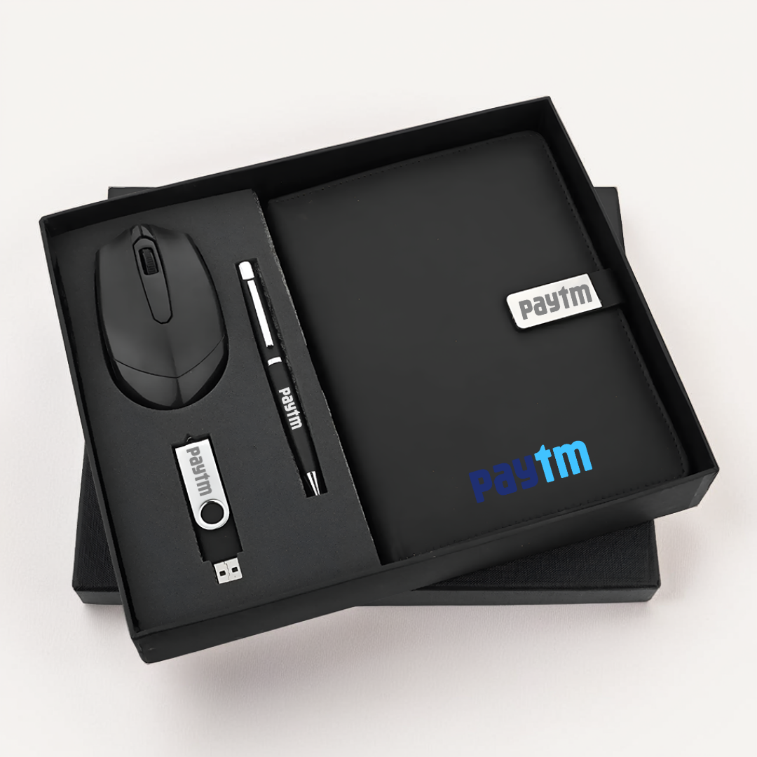 4-in-1 Executive Gift Set: Premium Pen, Mouse, USB Drive & Diary