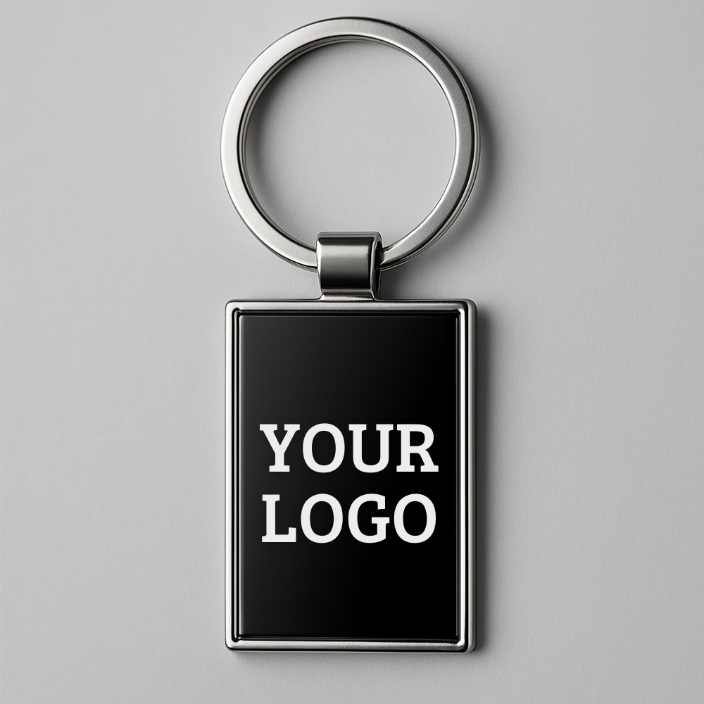 Sleek Rectangular Metal Keychain